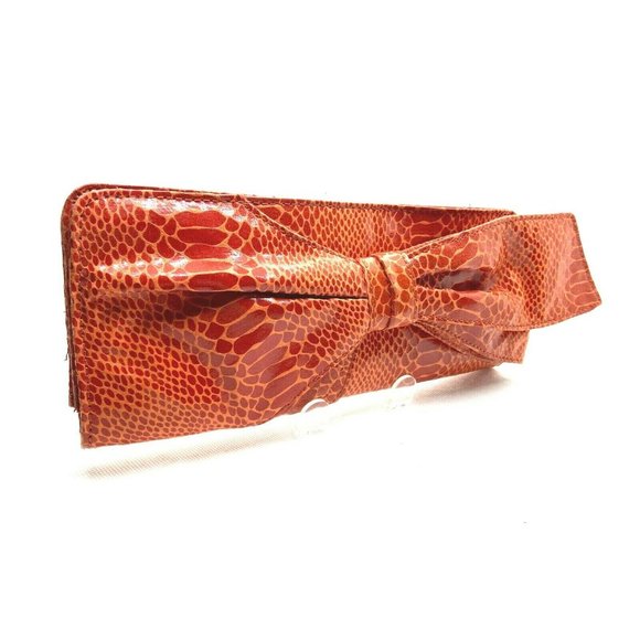 Nine West, Snakeskin Bow Clutch - Picture 3 of 11